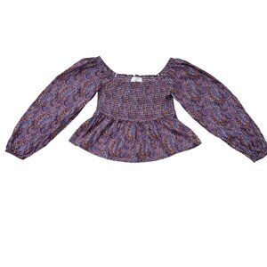 J.Crew MEDIUM Smocked Balloon Sleeve 100% Cotton Liberty of London Blouse